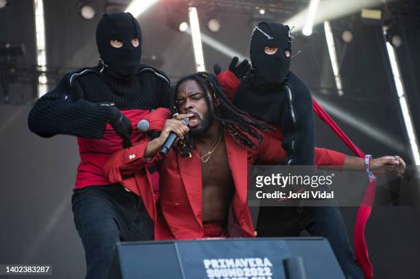 Genesis Owusu performs on stage during Primavera Sound Festival Weekend 2, Day 3 at Parc del Forum on June 11, 2022 in Barcelona, Spain.