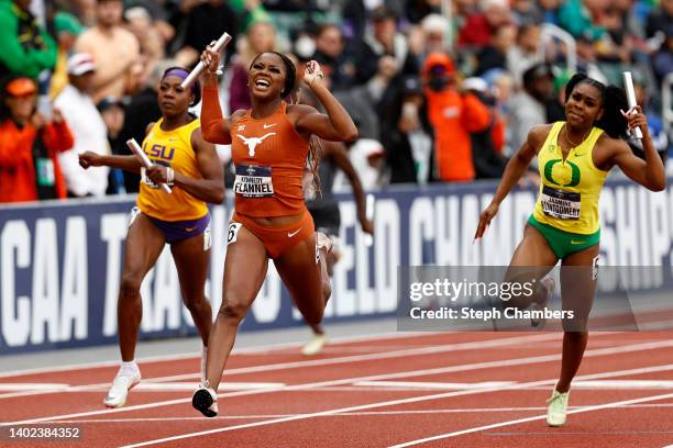 Kynnedy Flannel of Texas reacts after winning the 4x100 meter relay during the NCAA Division I Men's and Women's Outdoor Track & Field Championships...