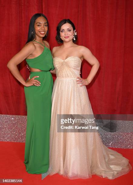 Zaraah Abrahams and Shona McGarty attend the 2022 British Soap Awards at Hackney Empire on June 11, 2022 in London, England.