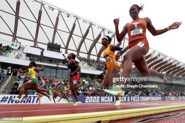 General view of athletes competing in the 100 meter dash final during the NCAA Division I Men's and Women's Outdoor Track & Field Championships at...