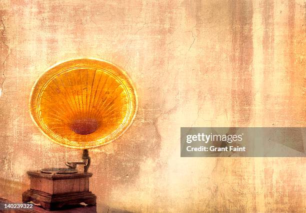 golden gramophone. - gramophone stock pictures, royalty-free photos & images