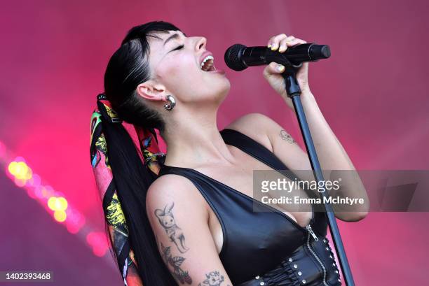 Rebecca Black performs onstage during LA Pride's Official In-Person Music Event "LA Pride In The Park" Presented by Christopher Street West at Los...