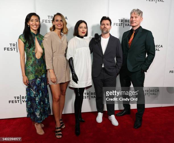 Katie Kuang, Malin Barr, Sarah Lind, Josh Ruben and Travis Stevens attend "A Wounded Fawn" premiere during the 2022 Tribeca Festival at Village East...