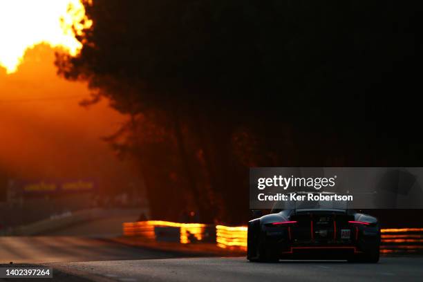 The GR Porsche 911 RSR - 19 of Michael Wainwright, Ben Barker, and Riccardo Pera drives during the 24 Hours of Le Mans at the Circuit de la Sarthe on...