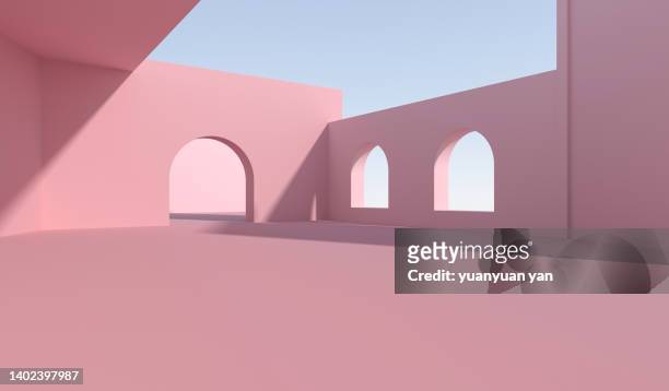 3d rendering exhibition illustration background - arch stock pictures, royalty-free photos & images