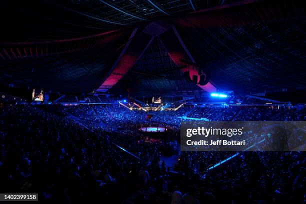 General view of the Octagon during the UFC 275 event at Singapore Indoor Stadium on June 12, 2022 in Singapore.