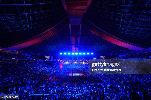 General view of the Octagon during the UFC 275 event at Singapore Indoor Stadium on June 12, 2022 in Singapore.