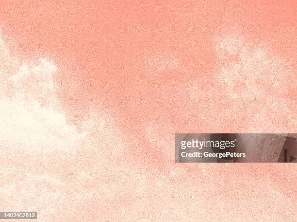 stipple-illustration des wolkenlandschaftshintergrunds - peach color stock-grafiken, -clipart, -cartoons und -symbole