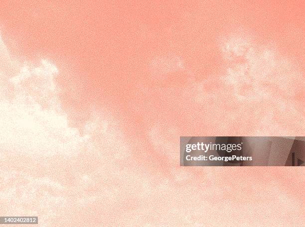 stipple illustration of cloudscape background - peaches stock illustrations