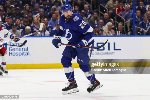 Nicholas Paul of the Tampa Bay Lightning skates against the New York Rangers during the first period in Game Six of the Eastern Conference Final of...