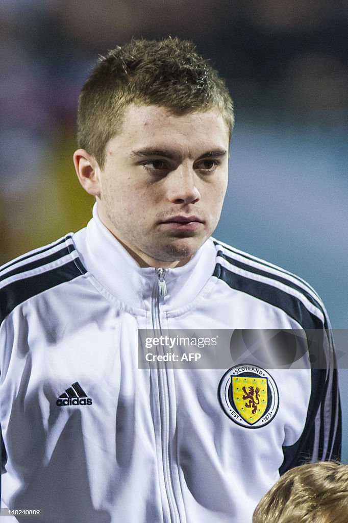 James Forrest of Scotland poses before t