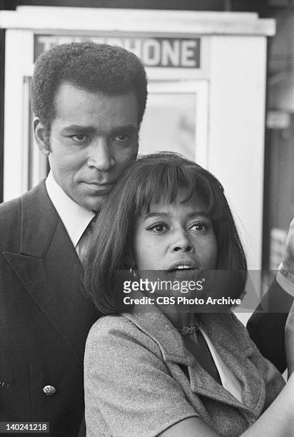 Mission: Impossible episode "Cat's Paw" featuring, from left, Greg Morris as Barney Collier and Abbey Lincoln as Millie Webster. Image dated October...