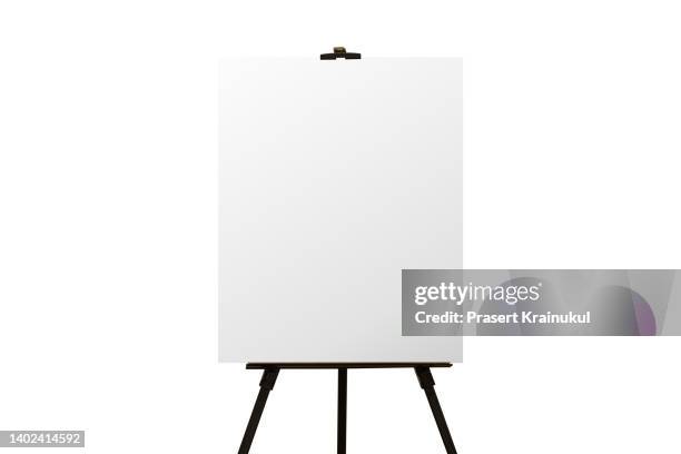 white board on a stand isolated on a white background - artist easel stock pictures, royalty-free photos & images