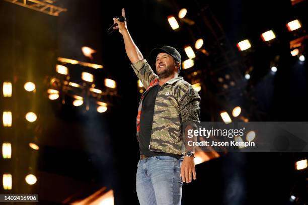 Luke Bryan performs during day 3 of CMA Fest 2022 at Nissan Stadium on June 11, 2022 in Nashville, Tennessee.