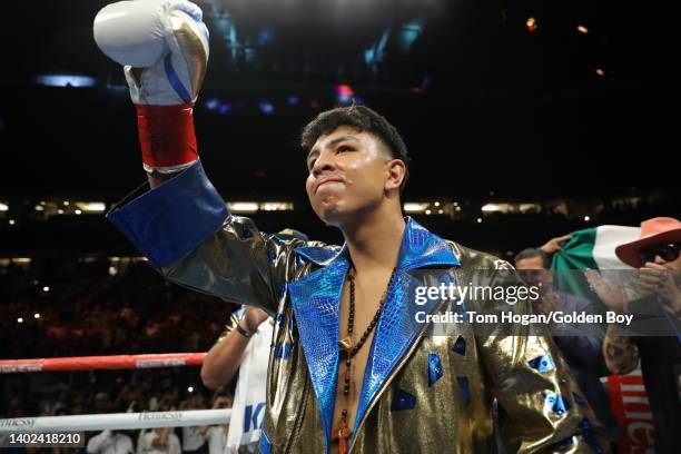 Jaime Munguia at his corner ready to start 12 rounds super middle weight fight against Jimmy Kelly at Honda Center on June 11, 2022 in Anaheim,...