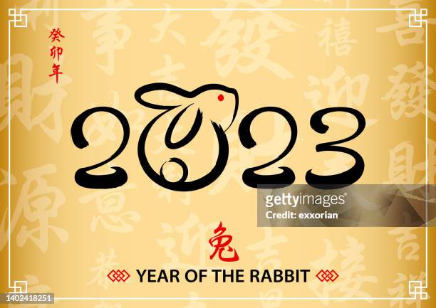 jahr des kaninchens 2023 kalligraphie - chinesische kultur stock-grafiken, -clipart, -cartoons und -symbole