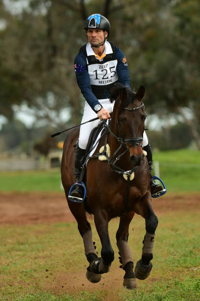 Shane Rose riding Easy Turn in the CC14 class during the Melbourne International Three Day Event at the Werribee Park Precinct on June 12, 2022 in...
