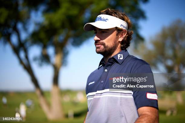 Gary Stal of France arrives at the tee box on the 1st hole during Day Four of the Emporda Challenge at Emporda Golf Club on June 12, 2022 in Girona,...