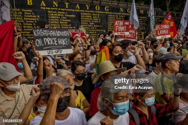 Relatives and friends of martial law victims, as well as human rights activists, gather at the Bantayog ng mga Bayani , a park dedicated to...