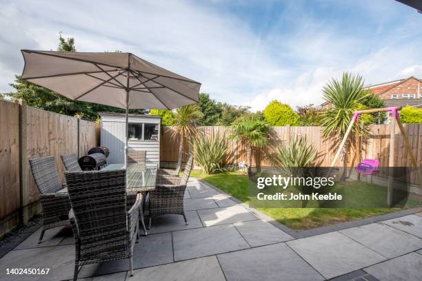 property garden exteriors - timber yard stock pictures, royalty-free photos & images