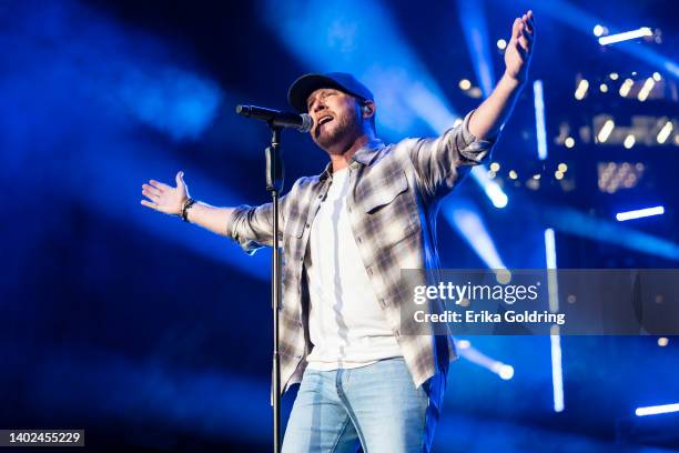 Cole Swindell performs during CMA Fest 2022 at Ascend Amphitheater on June 11, 2022 in Nashville, Tennessee.