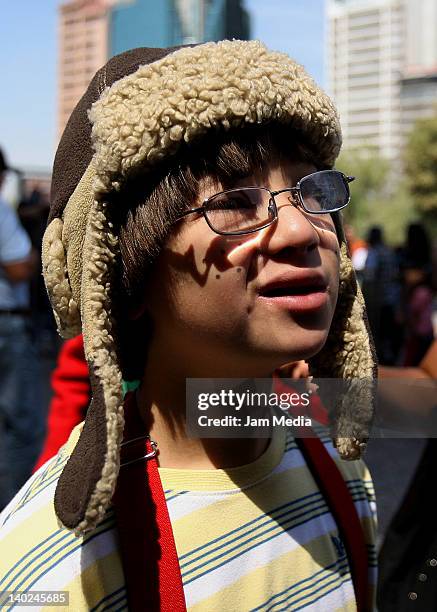 Fans of Chavo del Ocho during the tribute to Roberto Gómez Bolaños, who performed the Chavo del Ocho since 1973 to 1980, and was broadcast throughout...