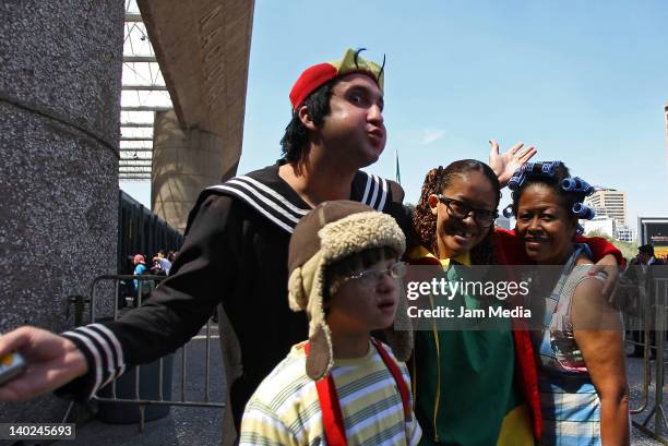 Fans of Chavo del Ocho during the tribute to Roberto Gómez Bolaños, who performed the Chavo del Ocho since 1973 to 1980, and was broadcast throughout...