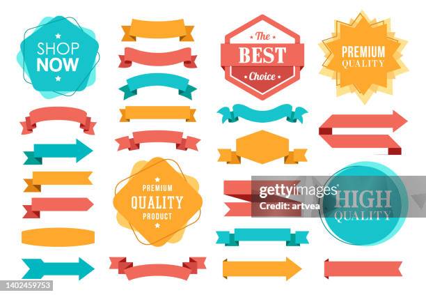 stockillustraties, clipart, cartoons en iconen met set of the ribbons and badges - stickers