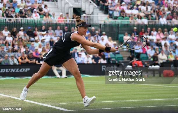 Beatriz Haddad Maia of Brazil play against Alison Riske of United States in the women's single final match during day nine of the Rothesay Open at...