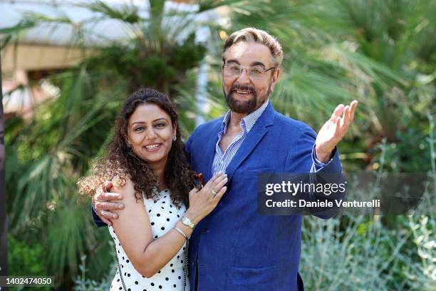 Parveen Dusanj and Kabir Bedi attends the Filming Italy 2022 photocall on June 12, 2022 in Santa Margherita di Pula, Italy.