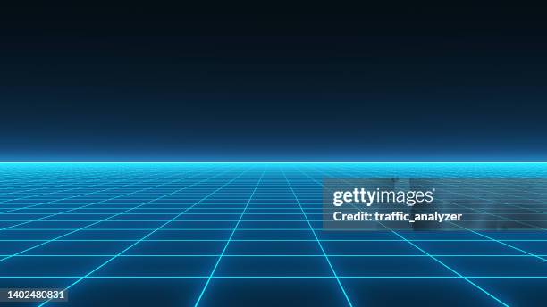 ilustrações, clipart, desenhos animados e ícones de fundo retrô synthwave - horizonte - perspectiva espacial