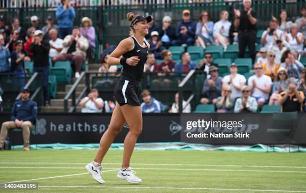 Beatriz Haddad Maia of Brazil celebrates after beating Alison Riske of United States in the women's single final match during day nine of the...