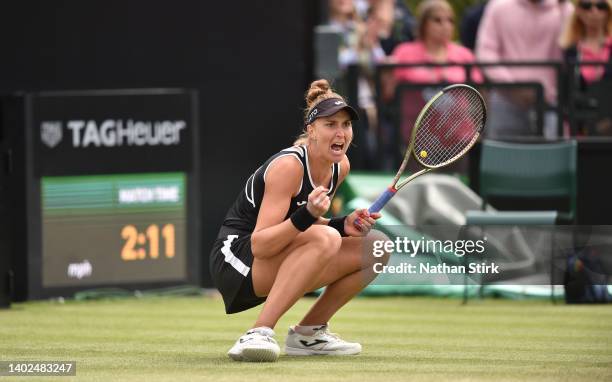 Beatriz Haddad Maia of Brazil reacts as she play against Alison Riske of United States in the women's single final match during day nine of the...