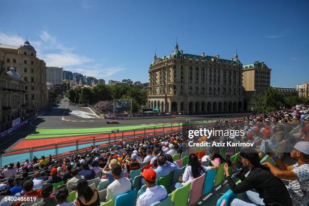 Sergio Perez of Red Bull Racing and Mexico during qualifying ahead of the F1 Grand Prix of Azerbaijan at Baku City Circuit on June 12, 2022 in Baku,...