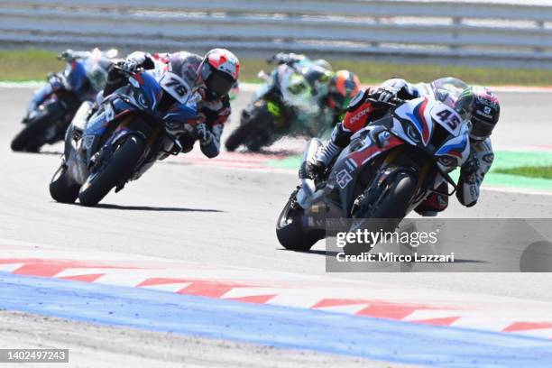 Scott Redding of Great Britain and BMW Motorrad WorldSBK Team leads the field during the FIM Superbike World Championship Pirelli Emilia-Romagna...