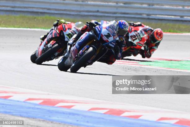 Toprak Razgatlioglu of Turkey and Pata Yamaha with Brixx WorldSBK leads the field during the FIM Superbike World Championship Pirelli Emilia-Romagna...