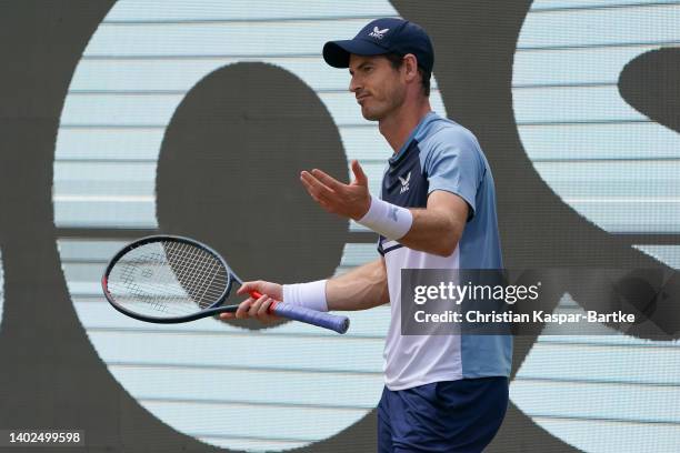 Andy Murray of Great Britain reacts dejected during Men`s Singles final between Andy Murray of Great Britain and Matteo Berrettini of Italy during...