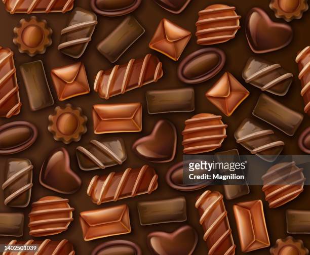 ilustrações de stock, clip art, desenhos animados e ícones de chocolate candies seamless pattern - cacau em pó