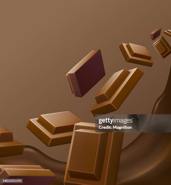 chocolate bar pieces background. vector illustration. sliced chocolate bar background - cocoa powder stock illustrations