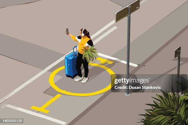 i order the ride, the uber should arrive soon - cell signaling pathway stock illustrations