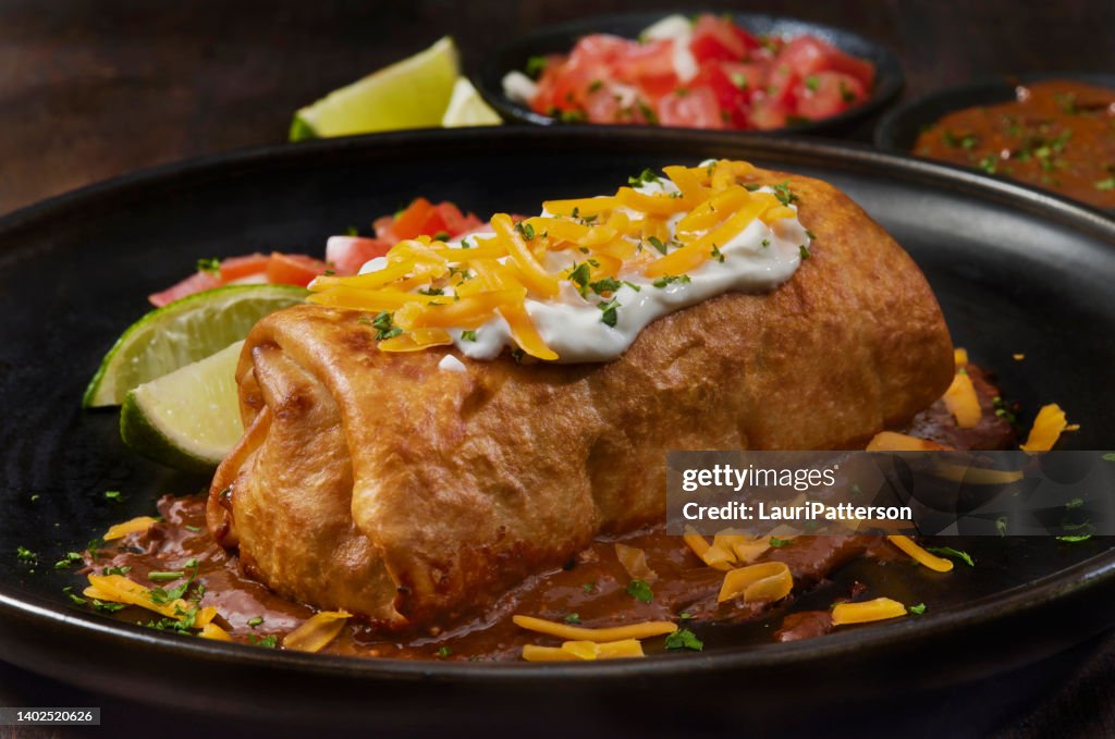 Beef Chimichanga with Mole Sauce