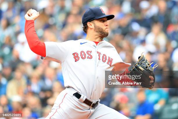 Kutter Crawford of the Boston Red Sox pitches against the Seattle Mariners during the first inning at T-Mobile Park on June 12, 2022 in Seattle,...
