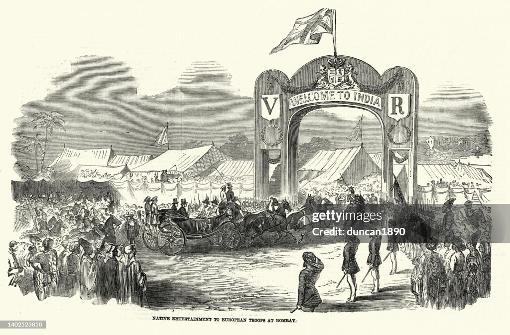 Bienvenido al arco de la India, Raj británico, década de 1850, victoriano del siglo 19