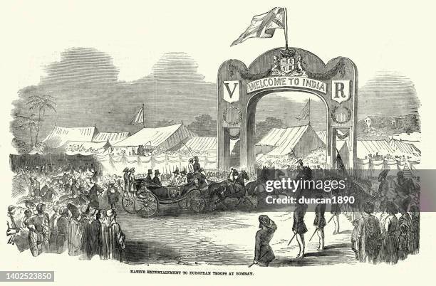 illustrazioni stock, clip art, cartoni animati e icone di tendenza di benvenuti all'arco dell'india, raj britannico, 1850, vittoriano del 19 ° secolo - impero britannico