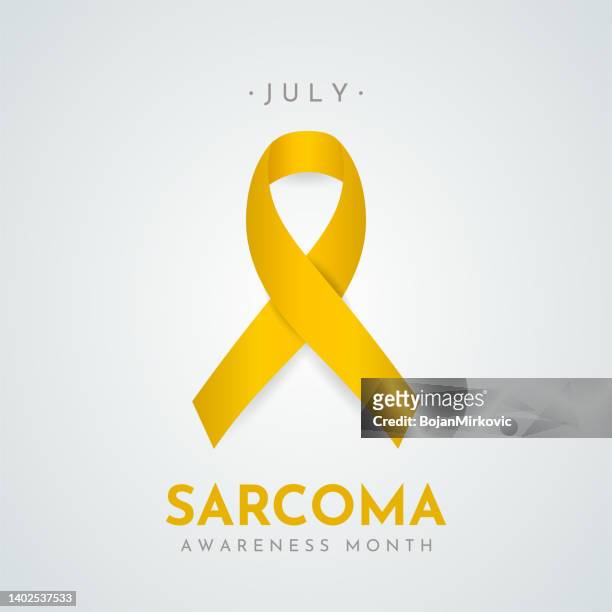 sarcoma awareness month poster, july. vector - yellow ribbon stock illustrations