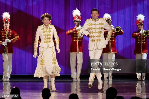 Sutton Foster and Hugh Jackman perform a number from "The Music Man" onstage at the 75th Annual Tony Awards at Radio City Music Hall on June 12, 2022...