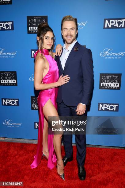 Hayley Erbert and Derek Hough attend the Fourth Annual Critics Choice Real TV Awards at Fairmont Century Plaza on June 12, 2022 in Los Angeles,...