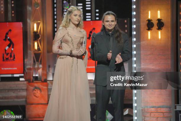 Paris Jackson and Prince Jackson speak onstage during the 75th Annual Tony Awards at Radio City Music Hall on June 12, 2022 in New York City.