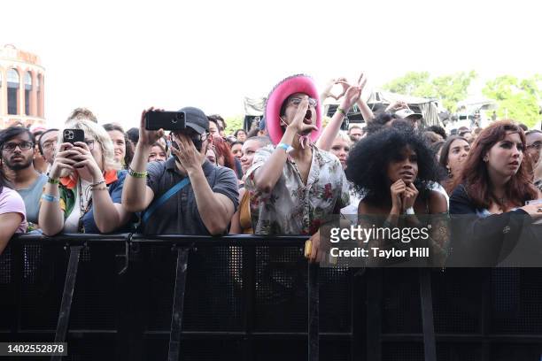 Festival-goers attend as Japanese Breakfast performs onstage during 2022 Governors Ball Music Festival - Day 3 at Citi Field on June 12, 2022 in New...