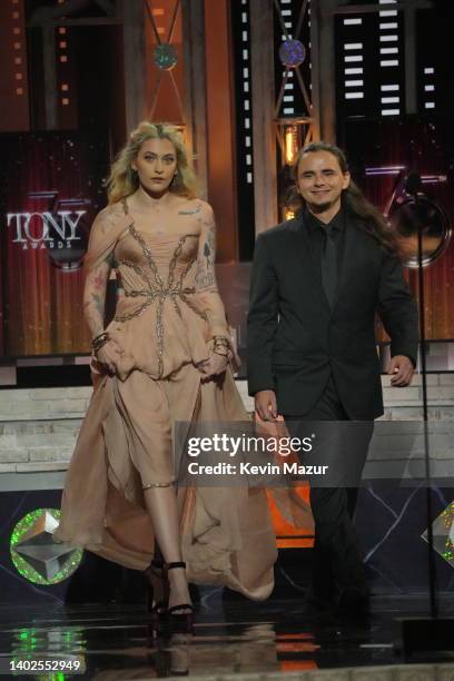 Paris Jackson and Prince Jackson speak onstage during the 75th Annual Tony Awards at Radio City Music Hall on June 12, 2022 in New York City.